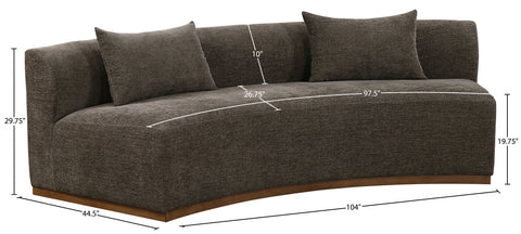 Orla 104" Brown Chenille Fabric Upholstered Sofa, 1 Piece