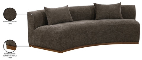 Orla 104" Brown Chenille Fabric Upholstered Sofa, 1 Piece