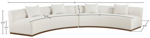 Orla 182.5" Cream Chenille Fabric Upholstered Sectional, 2-Piece