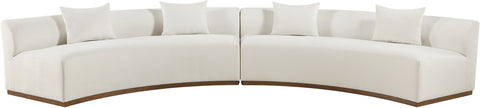 Orla 182.5" Cream Chenille Fabric Upholstered Sectional, 2-Piece