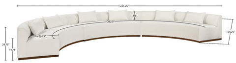 Orla 221.25" Cream Chenille Fabric Upholstered Sectional, 3-Piece