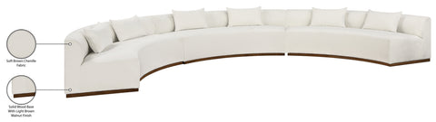 Orla 221.25" Cream Chenille Fabric Upholstered Sectional, 3-Piece