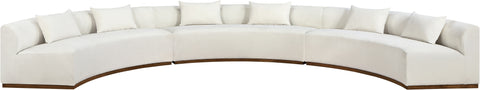 Orla 221.25" Cream Chenille Fabric Upholstered Sectional, 3-Piece