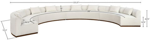 Orla 225.25" Cream Chenille Fabric Upholstered Sectional, 4-Piece