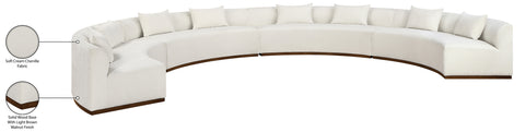 Orla 225.25" Cream Chenille Fabric Upholstered Sectional, 4-Piece