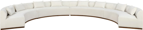 Orla 225.25" Cream Chenille Fabric Upholstered Sectional, 4-Piece