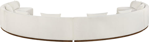 Orla 225.25" Cream Chenille Fabric Upholstered Sectional, 4-Piece