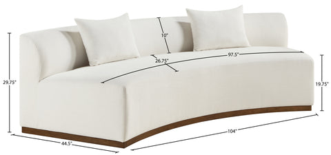 Orla 104" Cream Chenille Fabric Upholstered Sofa, 1 Piece