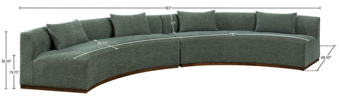 Orla 182.5" Olive Chenille Fabric Upholstered Sectional, 2-Piece