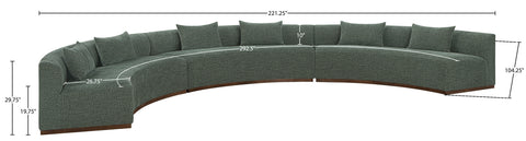 Orla 221.25" Olive Chenille Fabric Upholstered Sectional, 3-Piece