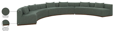 Orla 221.25" Olive Chenille Fabric Upholstered Sectional, 3-Piece