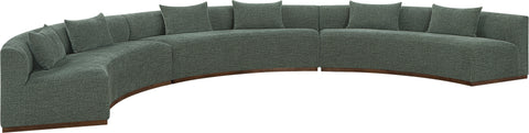 Orla 221.25" Olive Chenille Fabric Upholstered Sectional, 3-Piece