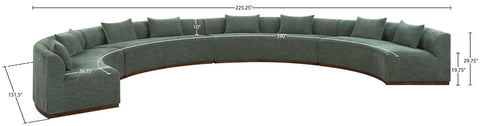 Orla 225.25" Olive Chenille Fabric Upholstered Sectional, 4-Piece
