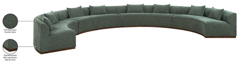 Orla 225.25" Olive Chenille Fabric Upholstered Sectional, 4-Piece