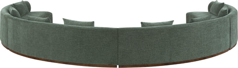 Orla 225.25" Olive Chenille Fabric Upholstered Sectional, 4-Piece