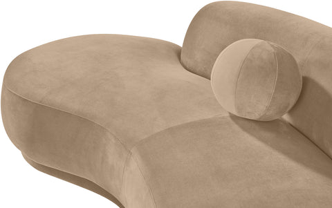 Juniper 86" Beige Velvet Performance Fabric Upholstered Left Sofa, 1 Piece