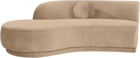 Juniper 86" Beige Velvet Performance Fabric Upholstered Left Sofa, 1 Piece