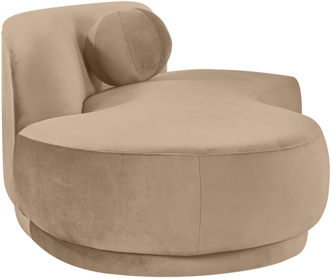Juniper 86" Beige Velvet Performance Fabric Upholstered Left Sofa, 1 Piece