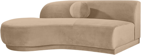Juniper 86" Beige Velvet Performance Fabric Upholstered Left Sofa, 1 Piece