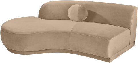 Juniper 86" Beige Velvet Performance Fabric Upholstered Left Sofa, 1 Piece