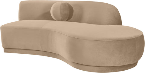Juniper 86" Beige Velvet Performance Fabric Upholstered Right Sofa, 1 Piece