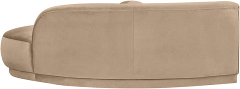 Juniper 86" Beige Velvet Performance Fabric Upholstered Right Sofa, 1 Piece