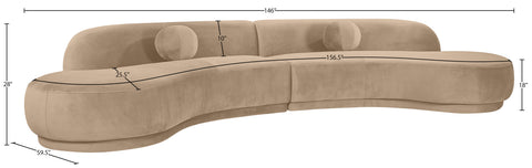 Juniper 146" Beige Velvet Performance Fabric Upholstered Sectional