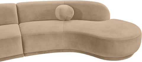 Juniper 146" Beige Velvet Performance Fabric Upholstered Sectional