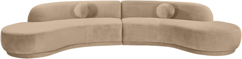 Juniper 146" Beige Velvet Performance Fabric Upholstered Sectional