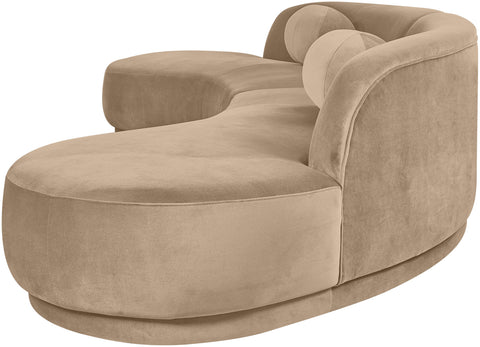 Juniper 146" Beige Velvet Performance Fabric Upholstered Sectional