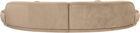 Juniper 146" Beige Velvet Performance Fabric Upholstered Sectional