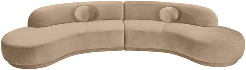 Juniper 146" Beige Velvet Performance Fabric Upholstered Sectional