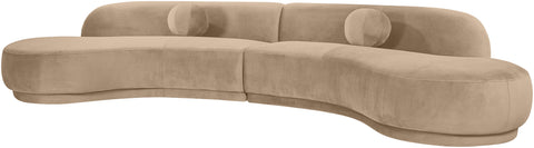 Juniper 146" Beige Velvet Performance Fabric Upholstered Sectional