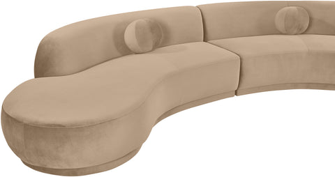 Juniper 146" Beige Velvet Performance Fabric Upholstered Sectional