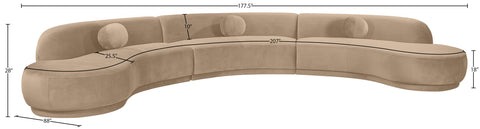 Juniper 177.5" Beige Velvet Performance Fabric Upholstered Sectional