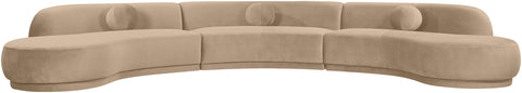 Juniper 177.5" Beige Velvet Performance Fabric Upholstered Sectional
