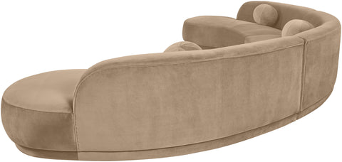 Juniper 177.5" Beige Velvet Performance Fabric Upholstered Sectional