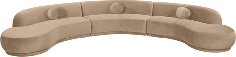Juniper 177.5" Beige Velvet Performance Fabric Upholstered Sectional