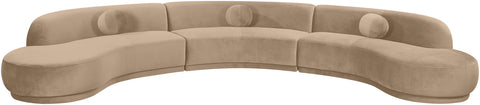 Juniper 177.5" Beige Velvet Performance Fabric Upholstered Sectional