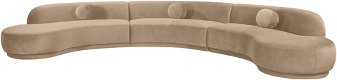 Juniper 177.5" Beige Velvet Performance Fabric Upholstered Sectional