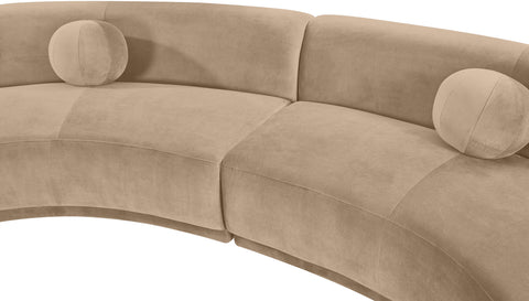 Juniper 177.5" Beige Velvet Performance Fabric Upholstered Sectional