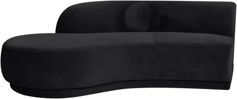 Juniper 86" Black Velvet Performance Fabric Upholstered Left Sofa, 1 Piece