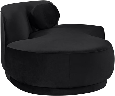 Juniper 86" Black Velvet Performance Fabric Upholstered Left Sofa, 1 Piece