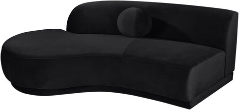 Juniper 86" Black Velvet Performance Fabric Upholstered Left Sofa, 1 Piece