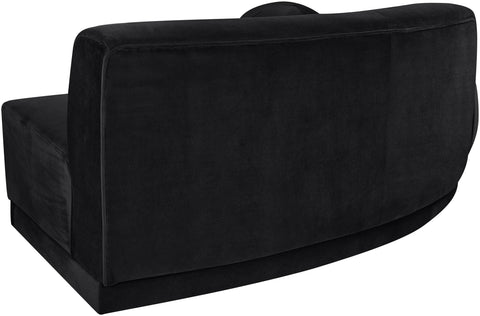Juniper 86" Black Velvet Performance Fabric Upholstered Left Sofa, 1 Piece
