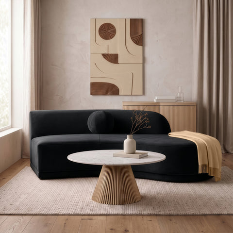 Juniper 86" Black Velvet Performance Fabric Upholstered Right Sofa, 1 Piece