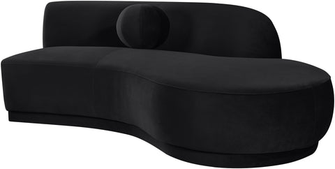 Juniper 86" Black Velvet Performance Fabric Upholstered Right Sofa, 1 Piece
