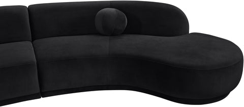Juniper 146" Black Velvet Performance Fabric Upholstered Sectional