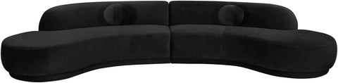 Juniper 146" Black Velvet Performance Fabric Upholstered Sectional