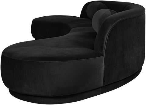 Juniper 146" Black Velvet Performance Fabric Upholstered Sectional